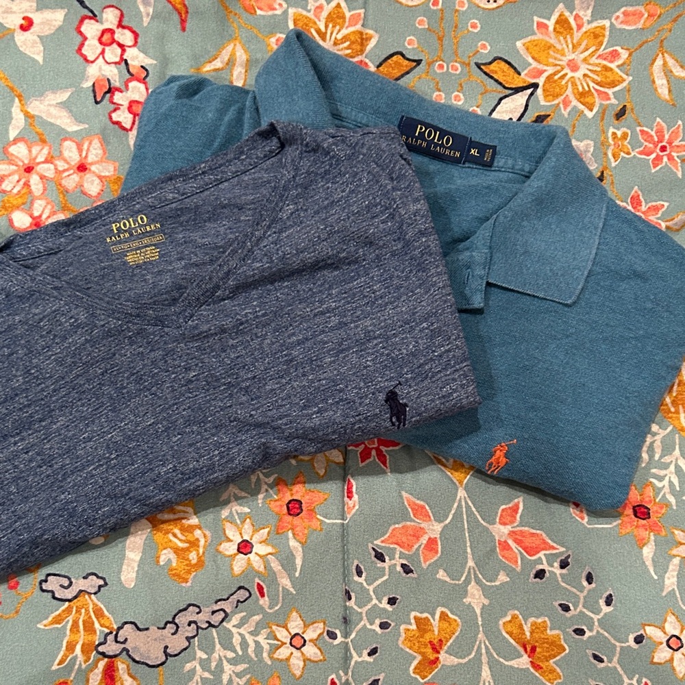 Polo by Ralph Lauren Men's Teal and Navy Shirts
